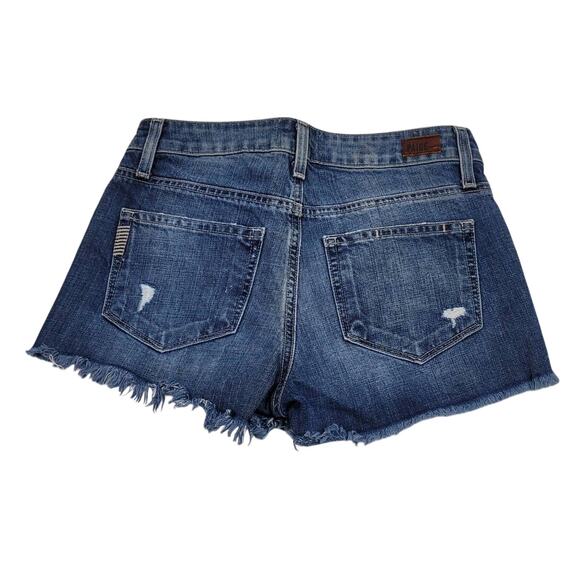 Paige Daryn Whiskering Distressed  Frayed Hem Denim Jean Women's Shorts 24 - Picture 2 of 5